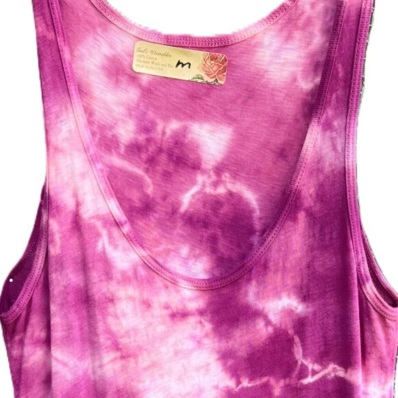 3/$25 🆕Handmade Magenta Tie-Dye Lace Hem Tunic | Cotton/Lycra | Boho Festival - Picture 5 of 6